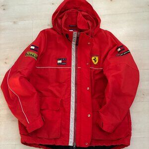 Vintage 1998 Tommy Hilfiger Ferrari F1 Limited Edition Red Hooded Jacket Size L